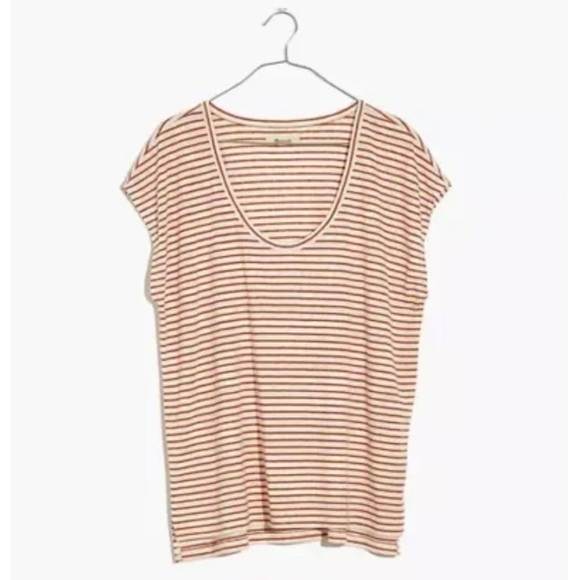 Madewell Women's Linen Blend U Scoop Tee ND798 - Picture 1 of 3